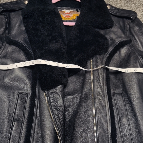 Black Leather Jacket with Shearling Collar - Picture 8 of 8